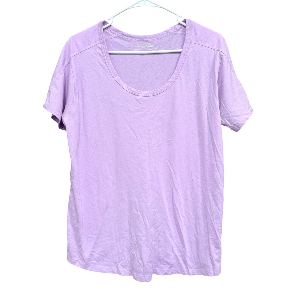 Eddie Bauer Women's TXL Purple Cotton Blend Short Sleeve T-Shirt Top